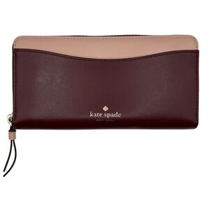 KATE SPADE Staci Colorblock Large Continental Wallet, Deep Red and Blush Pink